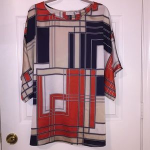 LIZ CLAIBORNE XLT SILKY SCARF SHORTSLEEVE SHIRT